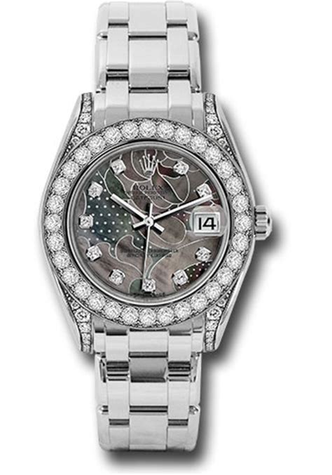 Rolex Pearlmaster 34 81159 18k W/g Diamond Studded Lds